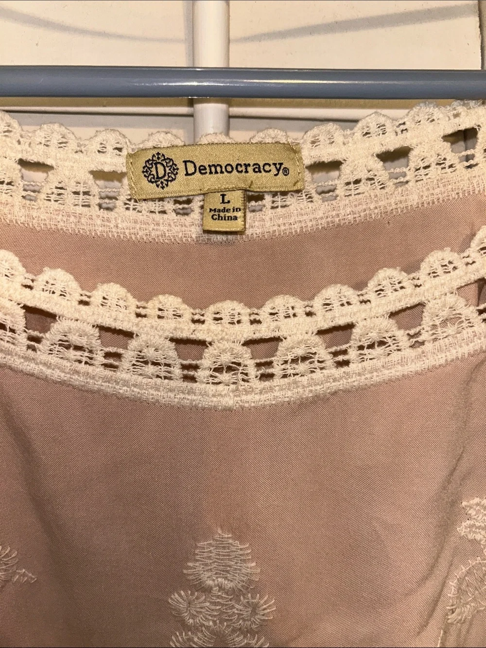 Democracy Blush Pink Lace-Trim Scoop Neck Blouse - Picture 2 of 5